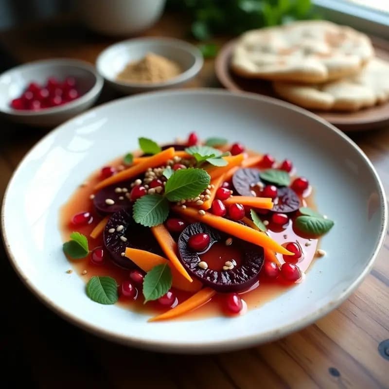Ceviçe de Remolacha y Zanahoria: Receta Vegana Turca con Vinagreta de Granada