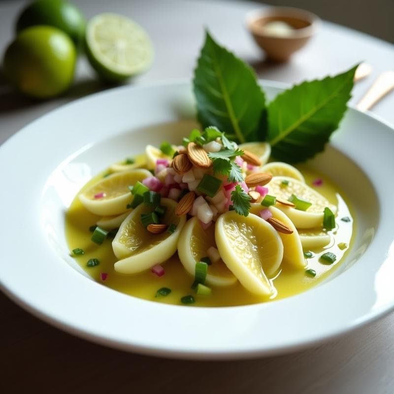 Ceviche de Corazón de Alcachofa y Limón Kaffir: Receta Peruana Vegana con Toque Citrus