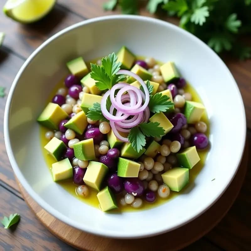 Ceviche de Corazones de Alcachofa y Limón Verde: Receta Peruana Vegana con Maíz Morado