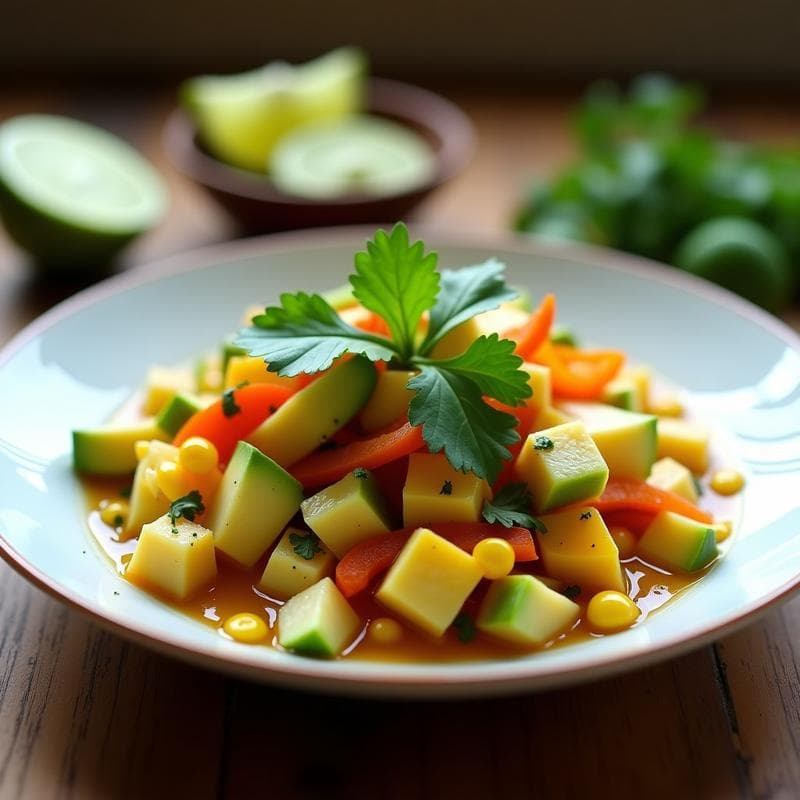 Ceviche de Corazón de Alcachofa y Pimientos Amarillos: Receta Vegana con Toque Peruano