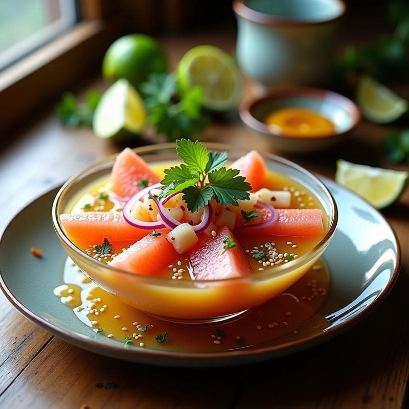 Ceviche de Corazón de Alcachofa y Pomelo: Receta Vegana con Leche de Tigre de Cítricos