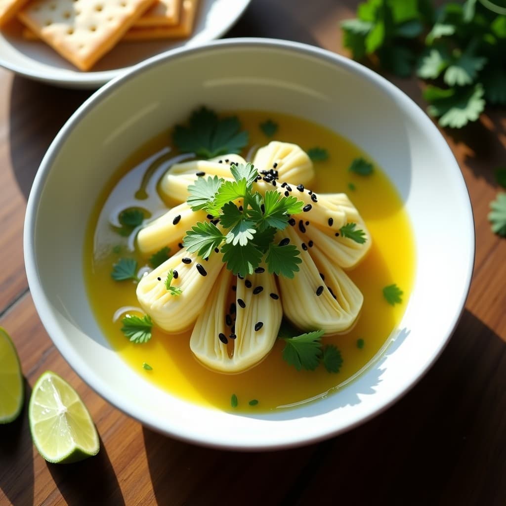 Ceviche de Corazón de Alcachofa y Algas Wakame: Receta Peruana-Japonesa Fusion Sin Pescado