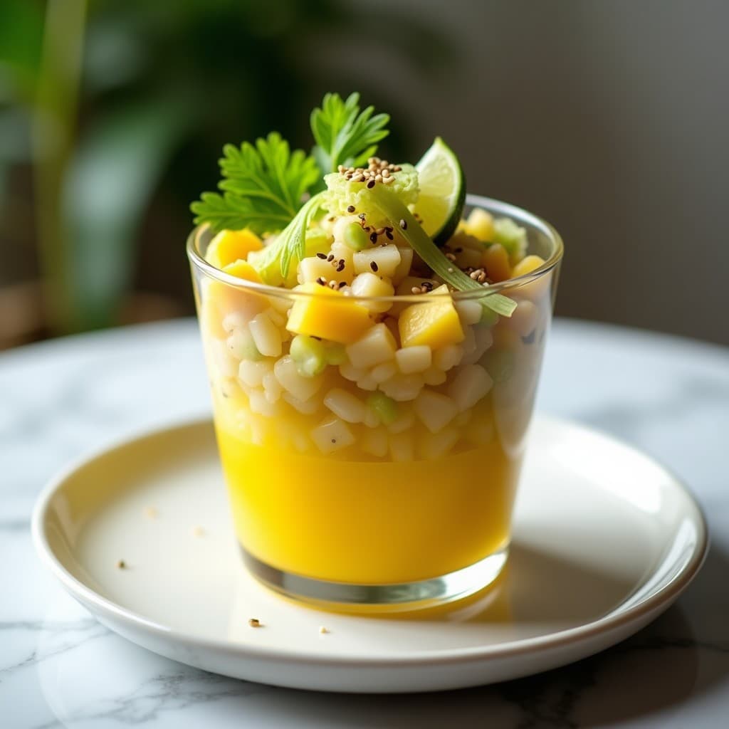 Ceviche de Ananás y Corvina con Lechuga de Mar: Receta Peruana Vegana y Sin Lácteos