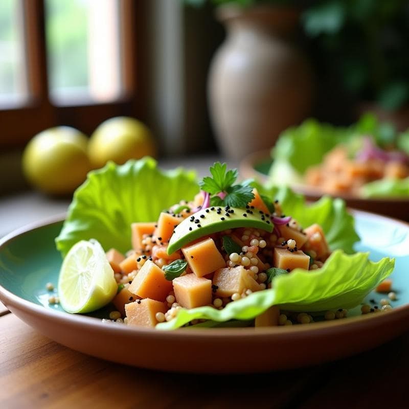 Ceviche de Atumán y Leche de Limón con Crujiente de Amaranto: Receta Mexicana Keto