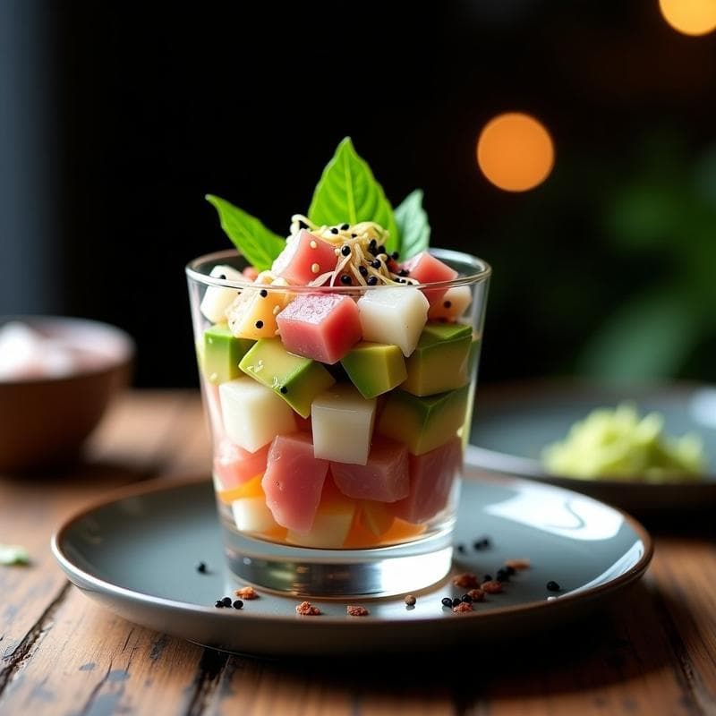Ceviche de Atún con Aguacate y Lichi: Receta Fusion Japonesa-Peruana en 15 Minutos