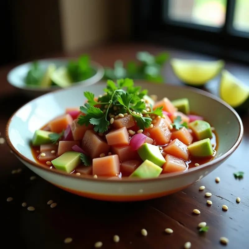 Ceviche de Atún con Aguacate y Salsa de Tamarindo: Receta Mexicana con Toque Asiático