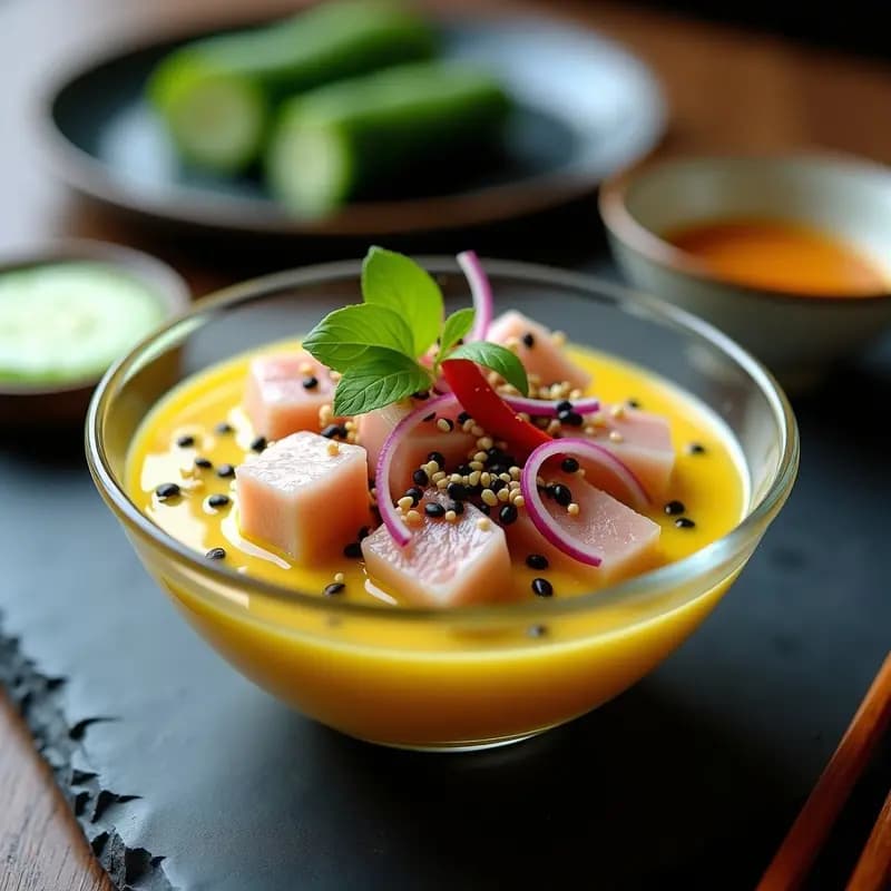 Ceviche de Atún con Leche de Coconut y Ají Amarillo: Receta Peruana-Japonesa Keto en 20 Minutos