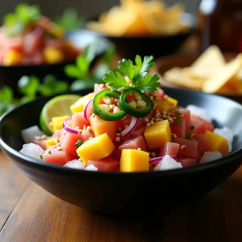Ceviche de Atún con Mango y Jalapeño: Receta Peruana-Mexicana Explosiva