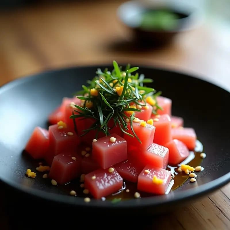 Ceviche de Atún Rojo con Aceite de Oliva y Algas Nori: Receta Japonesa de Fusión Alta en Omega-3