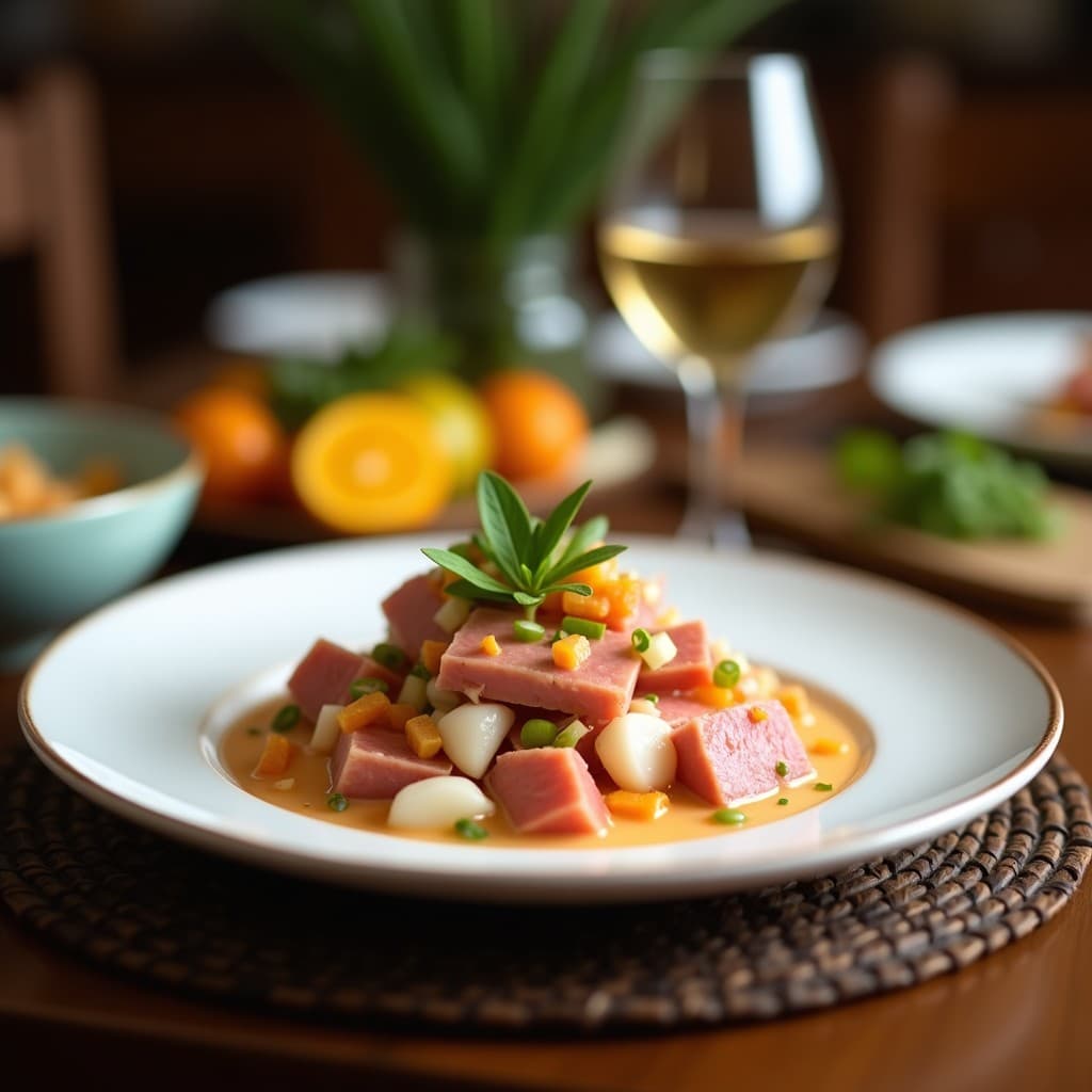 Ceviche de Atún Rojo con Leche de Coco y Cítricos: Receta Japonesa-Peruana Gourmet