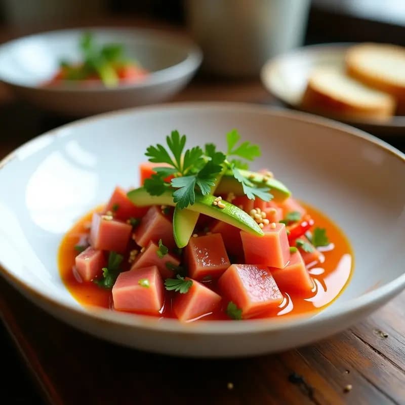 Ceviche de Atún Rojo con Maracuyá y Cilantro: Receta Peruana-Japonesa Fusion