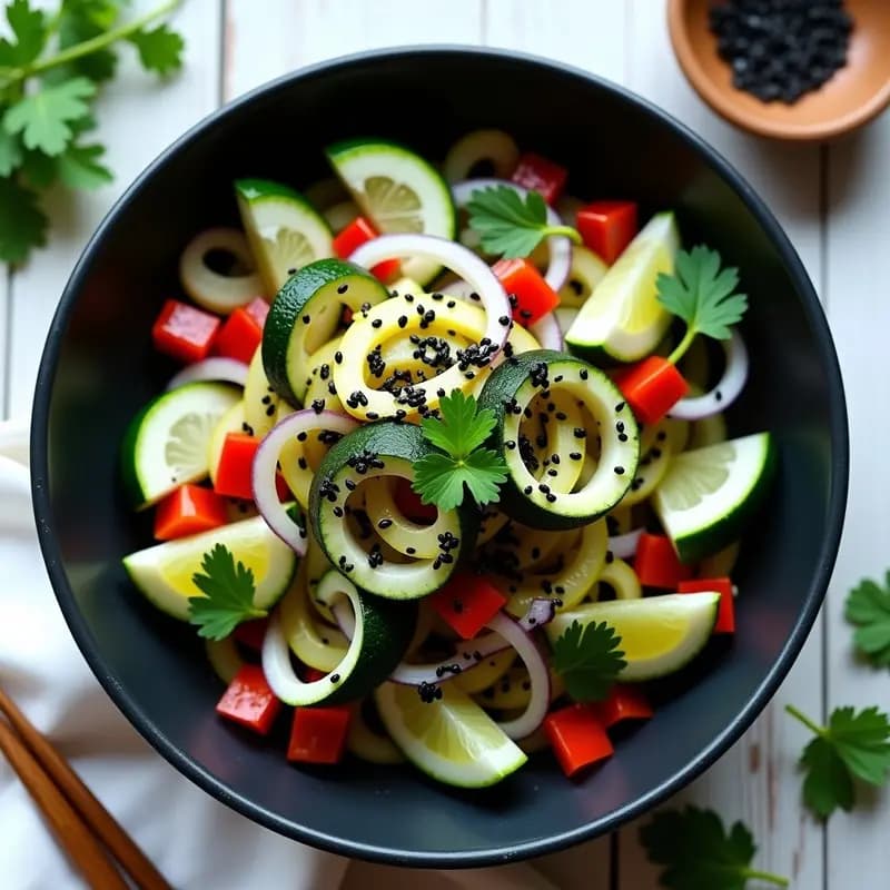 Ceviche de Calabacín y Lima con Algas Nori: Entrante Peruano 100% Vegano y Sin Pescado