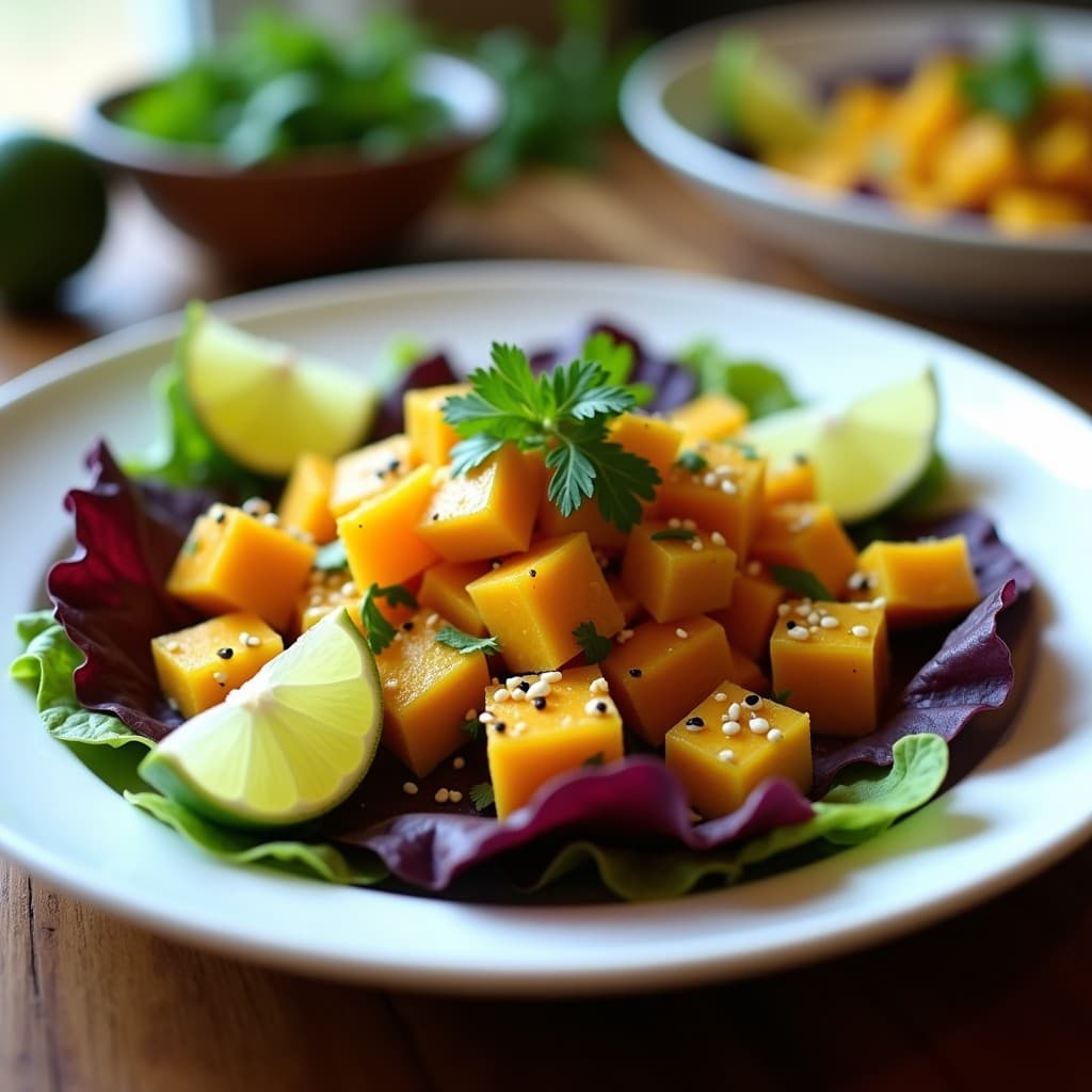 Ceviche de Calabaza y Elote con Vinagreta de Limón y Cilantro: Receta Vegana Peruana sin Mariscos