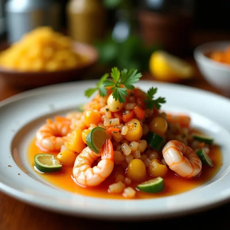 Ceviche de Camarón y Lulo: Receta Ecuatoriana con Toque Cítrico y Aji Amarillo