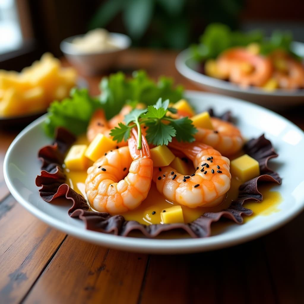Ceviche de Camarón y Lulo: Receta Colombiana con Leche de Tigre y Crujiente de Yuca
