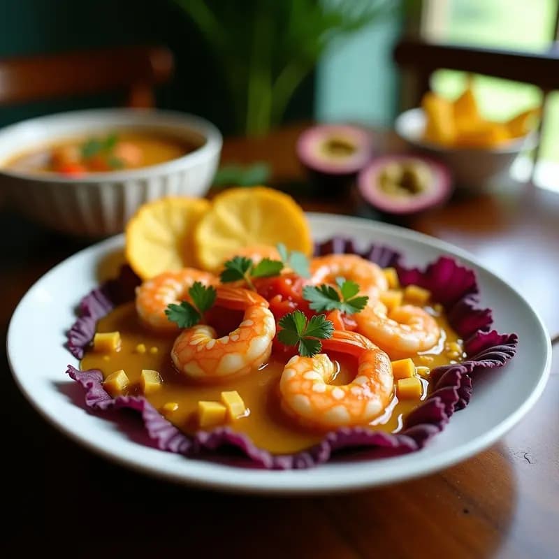 Ceviche de Camarón y Maracuyá con Leche de Tigre de Achiote: Receta Ecuadoriana Alta en Proteína