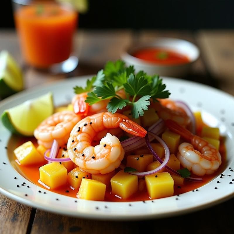 Ceviche de Camarón con Piña y Chile de Árbol: Receta fusion Peruano-Tailandesa Picante