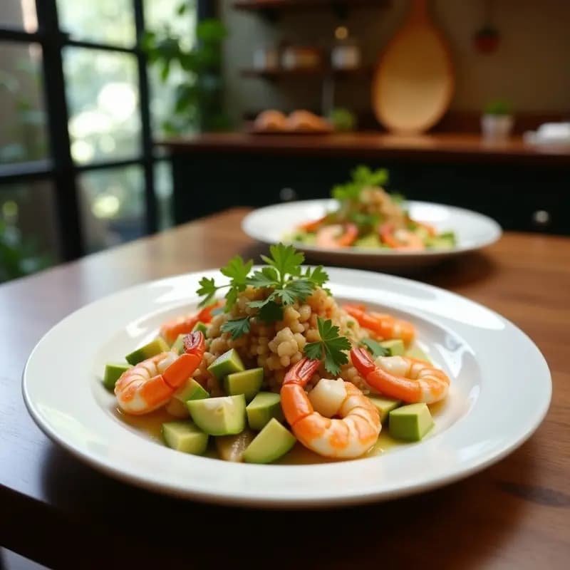 Ceiche de Camarones con Aguacate y Leche de Coco: Entrante Peruano Vegano