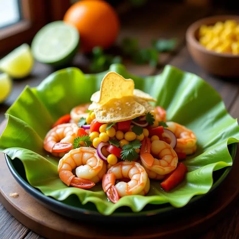 Ceviche de Camarones Ecuadoriano con Naranjas y Maíz: Receta Fresca y Sin Cocción