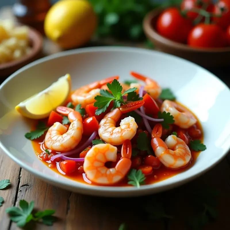 Ceviche de Camarones al Estilo Eritreo con Berbere y Limón: Receta Africana Picante y Fresca
