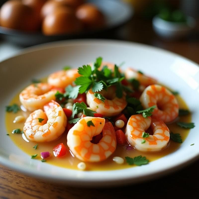 Ceviche de Camarones con Leche de Coco y Cilantro: Receta Peruana Keto Sin Cebolla