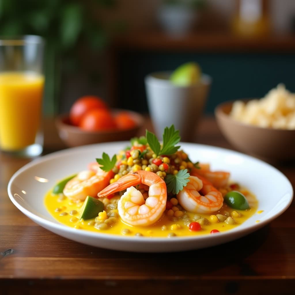 Ceviche de Camarones con Leche de Coco y Cúrcuma: Receta Tailandesa Low-Carb