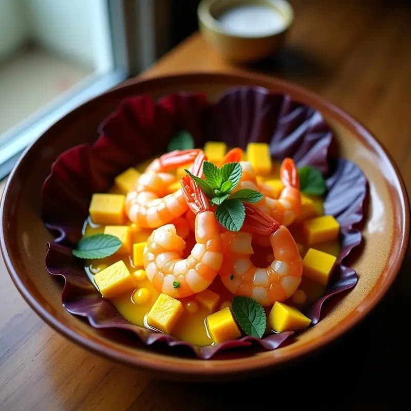 Ceviche de Camarones con Leche de Tiger de Maracuyá: Receta Peruana Picante y Ácida