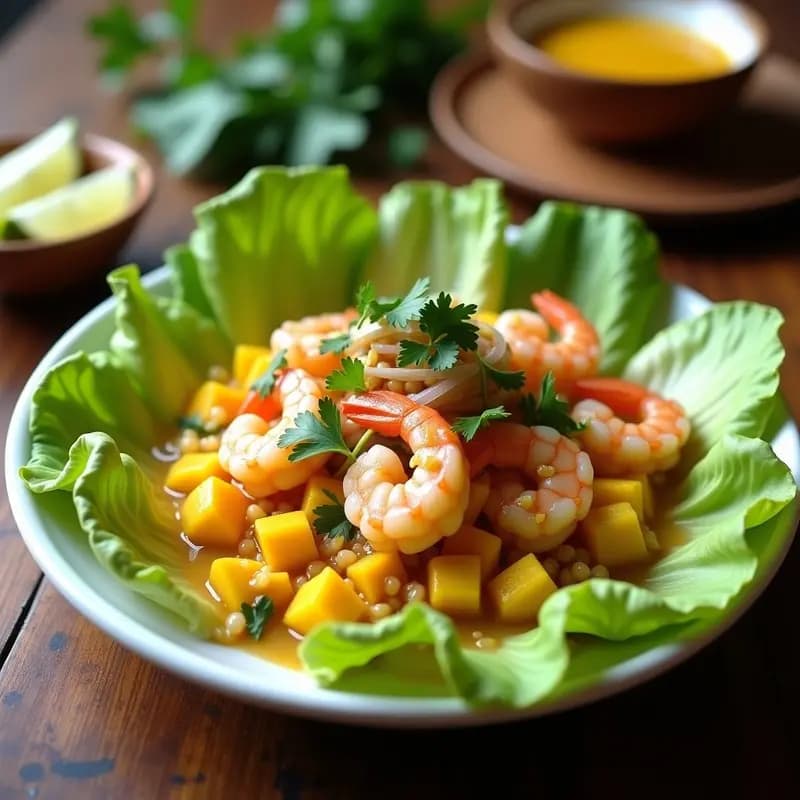 Ceviche de Camarón con Leche de Tigre de Mango: Receta Peruviana Tropical y Sin Lactosa