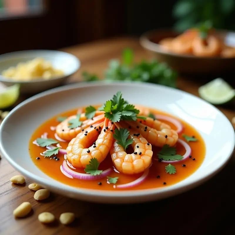 Ceviche de Camarones con Leche de Tigre de Tamarindo: Receta Peruana con Toque Ácido