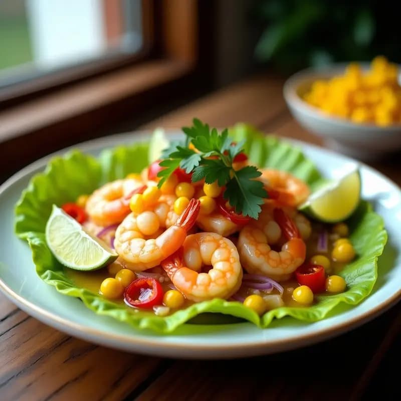 Ceviche de Camarones con Leche de Tigre de Tumbo: Receta Ecuatoriana Exótica y Refrescante