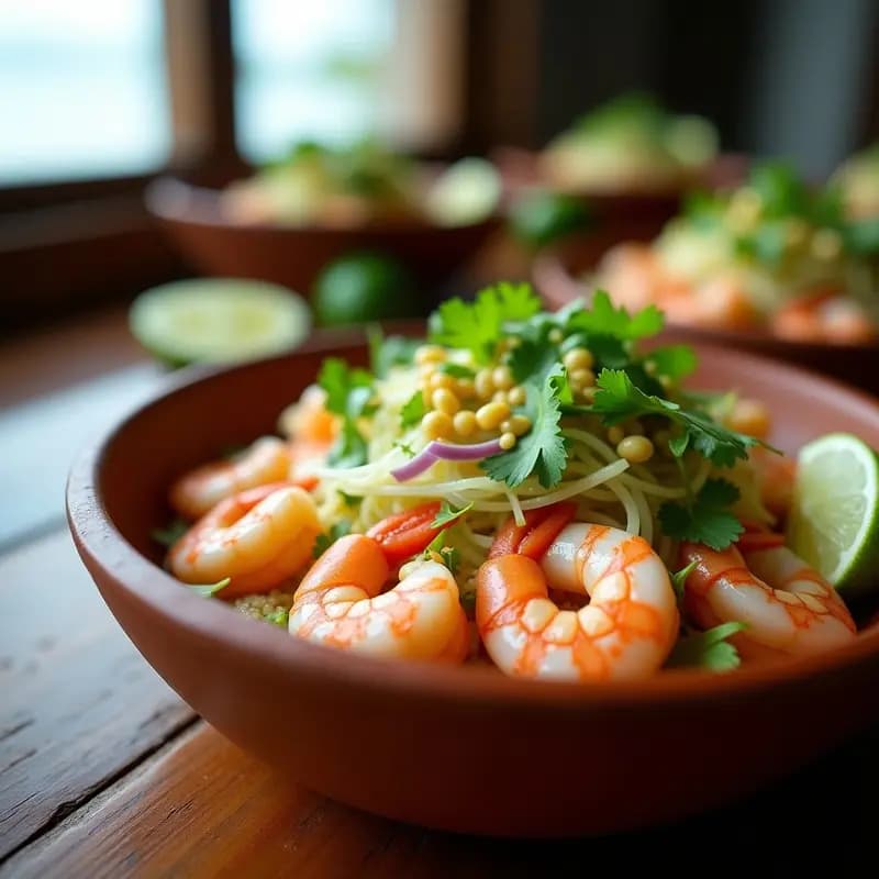 Ceviche de Camarones con Lechuga de Mar y Limón: Receta Ecuatoriana Fresca y Ligera