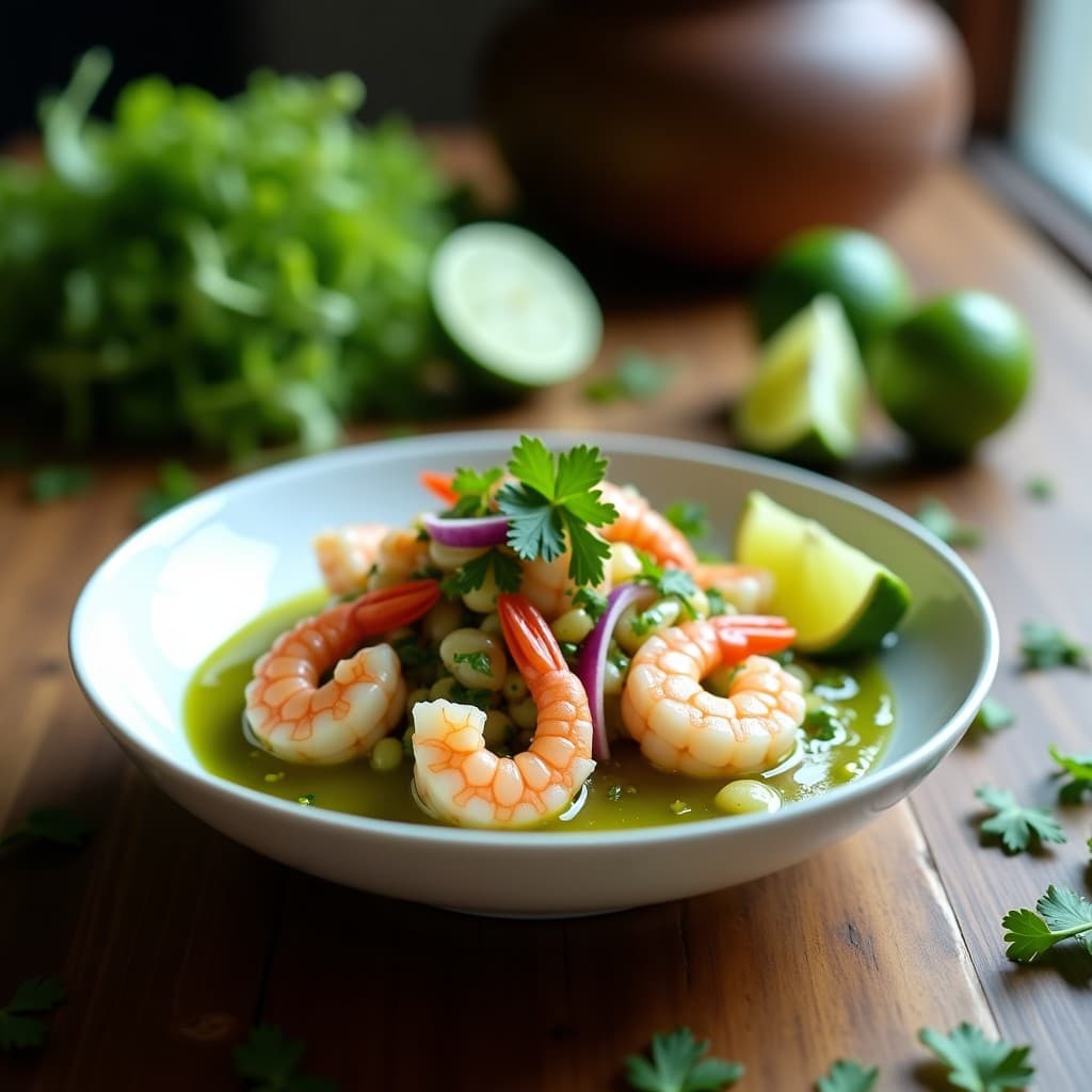 Ceviche de Camarones con Lechuga de Mar y Limón Verde: Receta Peruana Keto