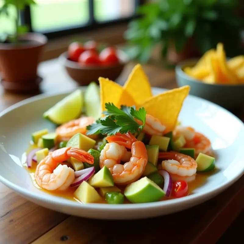 Ceiche de Camarones al Limón con Aguacate: Receta Ecuatoriana Fresca con Chifles de Verde
