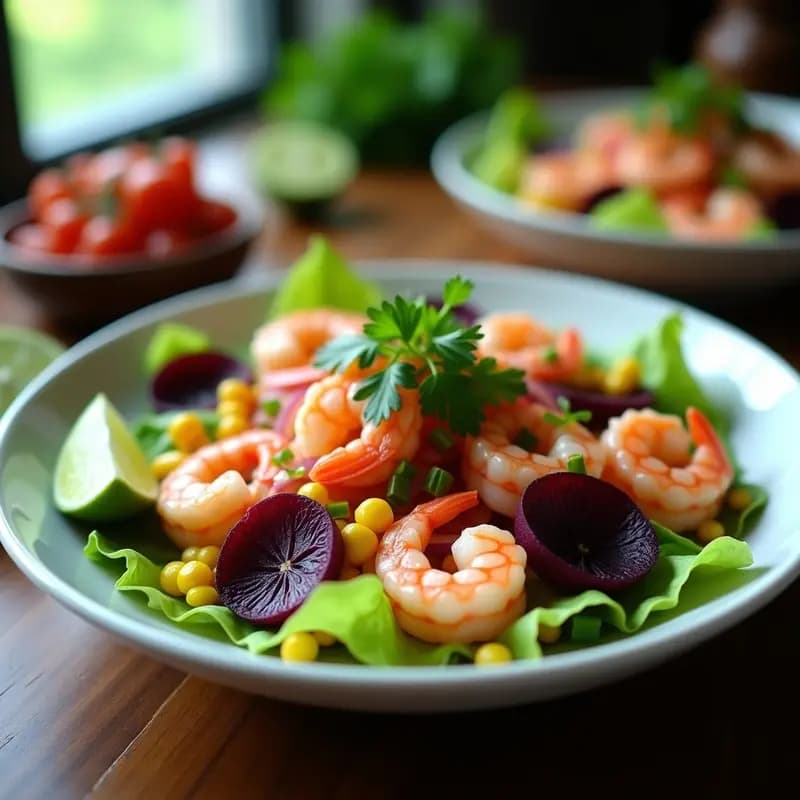 Ceiche de Camarones con Limón, Cebolla Morada y Cilantro: Receta Peruana Fresca