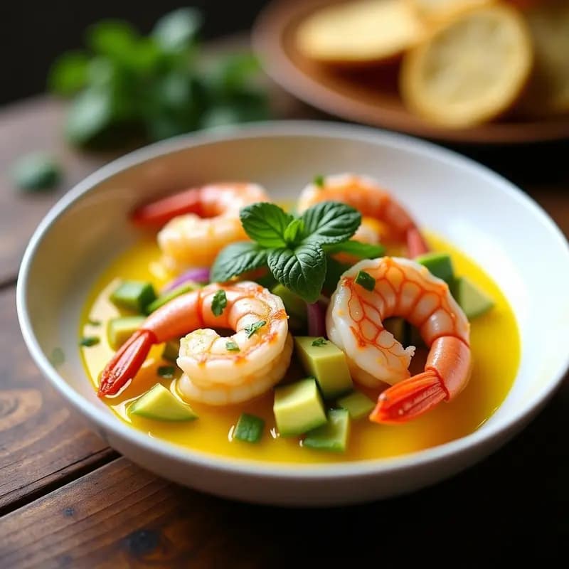Ceiche de Camarones al Limón y Cúrcuma: Receta Peruana Alta en Omega-3 y Sin Gluten