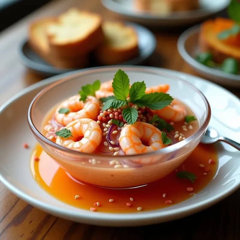 Ceviche de Camarones y Litchi: Receta Peruana Dulce-Salada con Toque Asiático