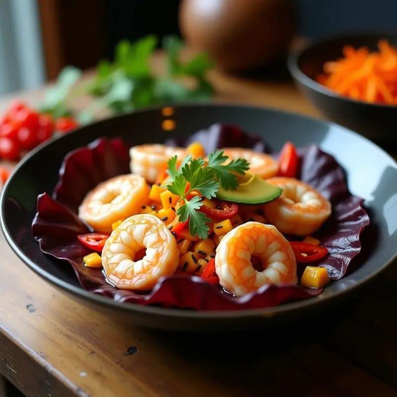 Ceviche de Camarones con Leche de Tigre de Lúcuma: Receta Peruana Gourmet y Sin Lactosa
