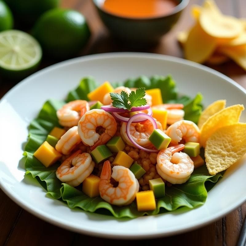 Ceviche de Camarones con Mango y Aguacate: Receta Ecuadoriana Fresca y Ligera