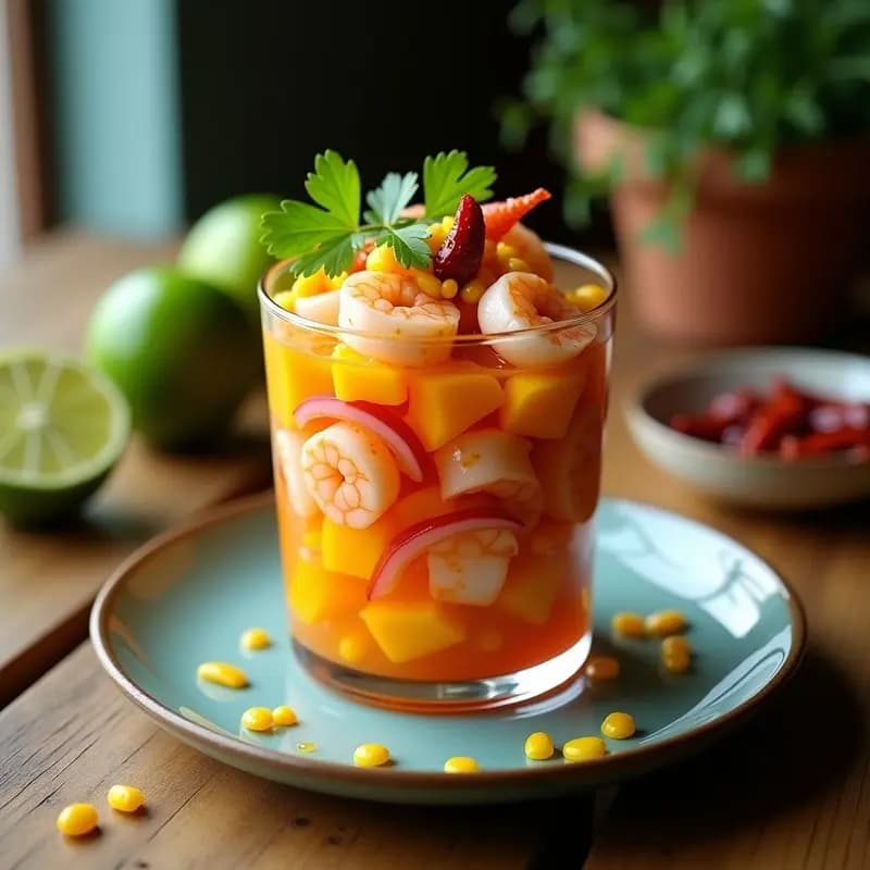 Ceiche de Camarones con Mango y Chile de Árbol: Receta Peruana Picante y Fresca