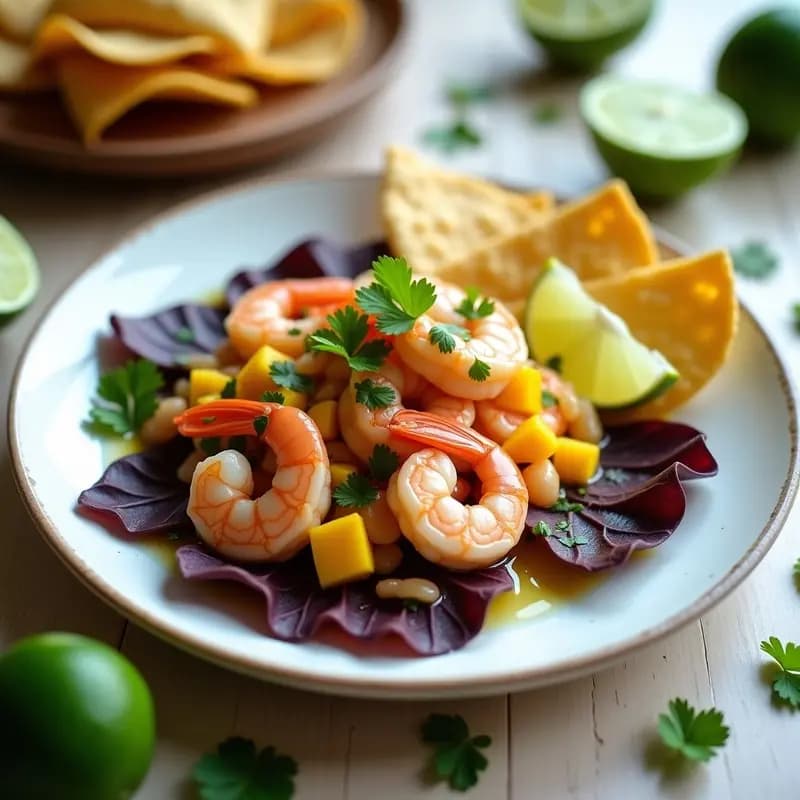 Ceviche de Camarones con Mango y Cilantro: Receta Ecuatoriana Fresca y Picante