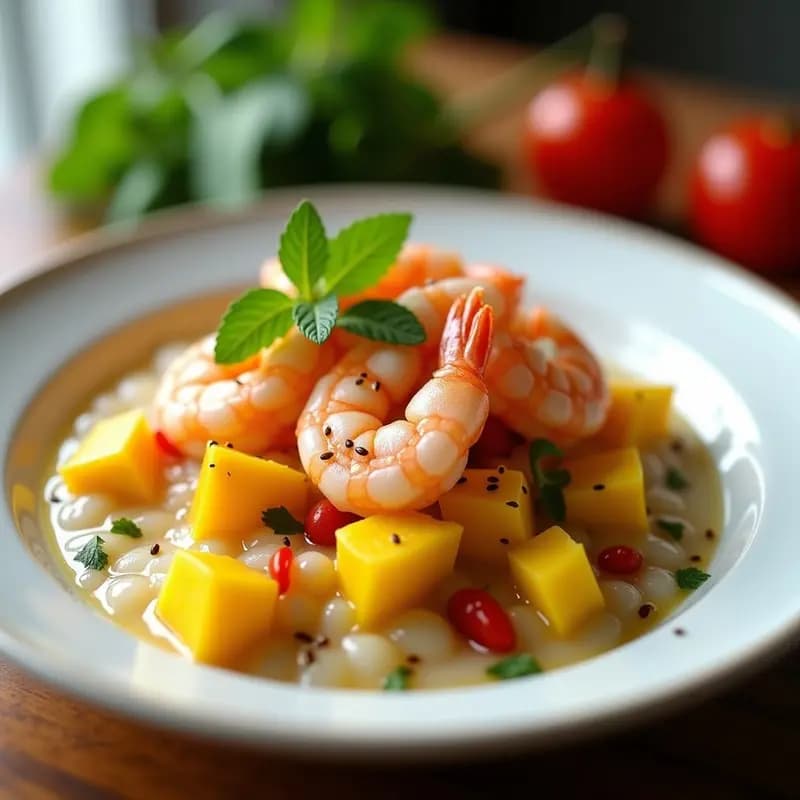 Ceviche de Camarones con Mango y Chile de Árbol: Receta Peruana Keto y Alta en Proteínas en 15 Minutos