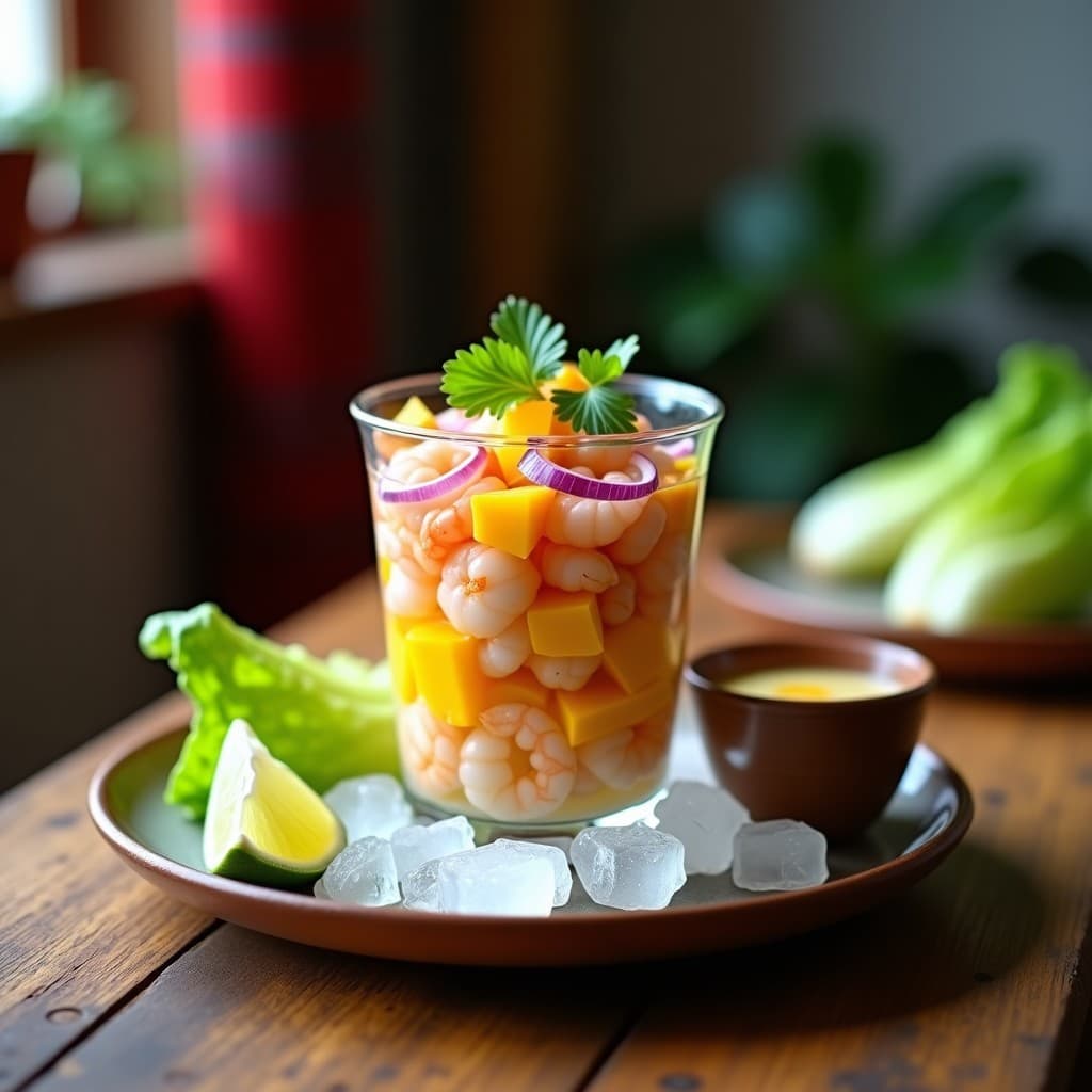 Ceviche de Camarones con Mango y Leche de Tiger’s Milk: Receta Peruana en 15 Minutos Sin Cocción