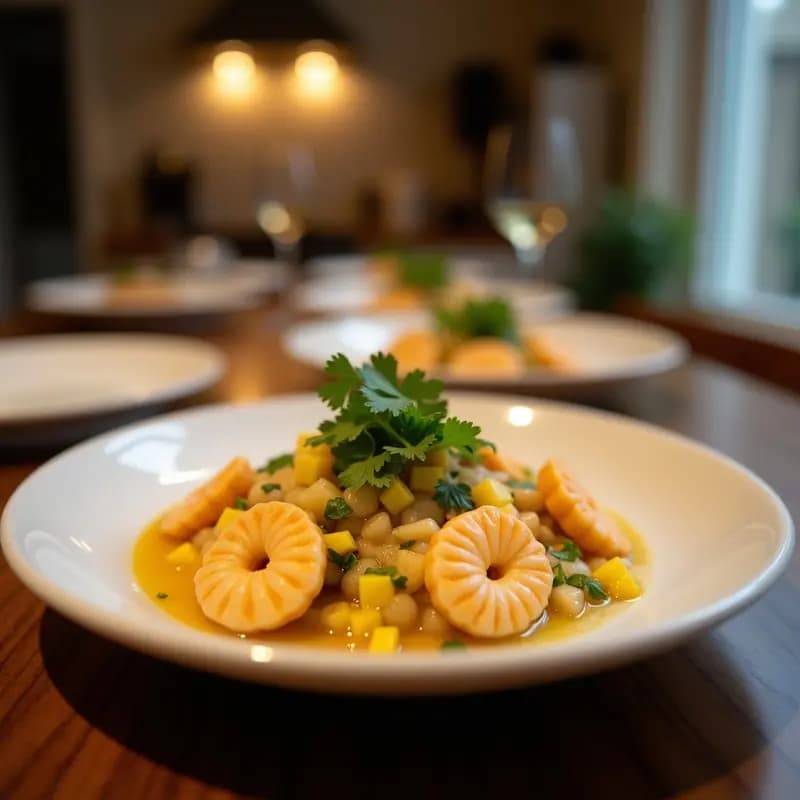 Ceviche de Camarones con Mango y Cilantro: Receta Peruana en Vasito para Llevar