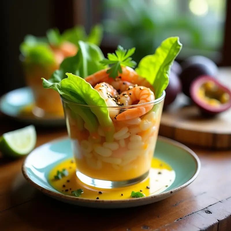 Ceviche de Camarones con Maracuyá y Lechuga: Receta Peruana Fresh y Bajas Calorías