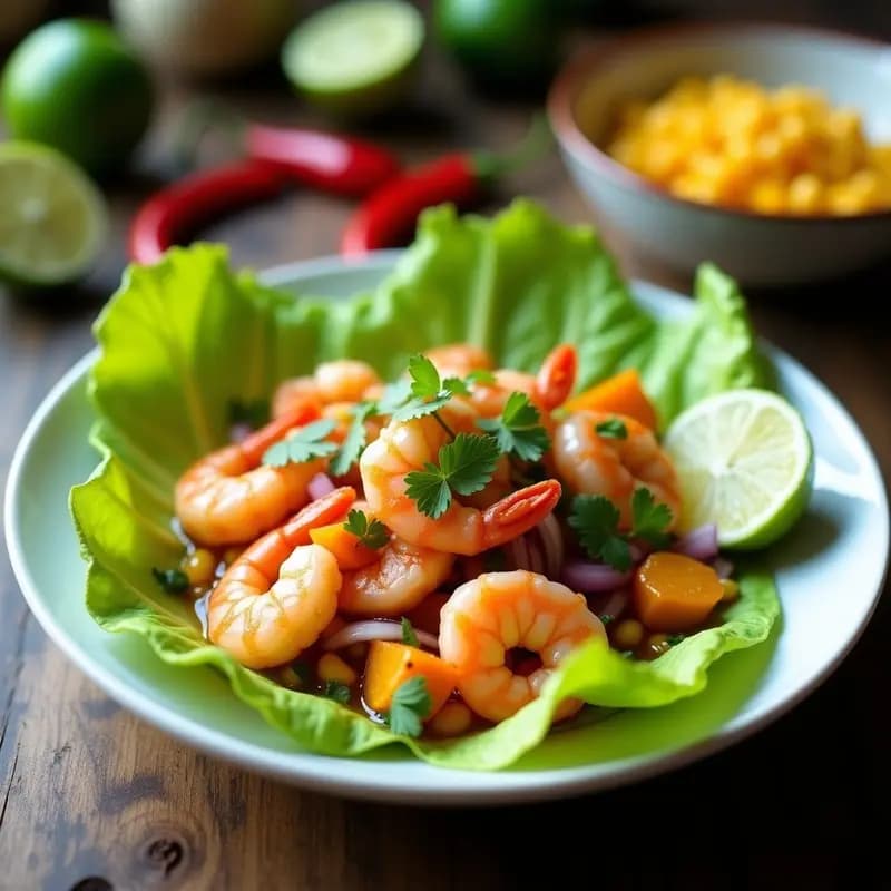 Ceviche de Camarones con Maracuyá y Chile de Árbol: Receta Peruana Picante y Refreshing