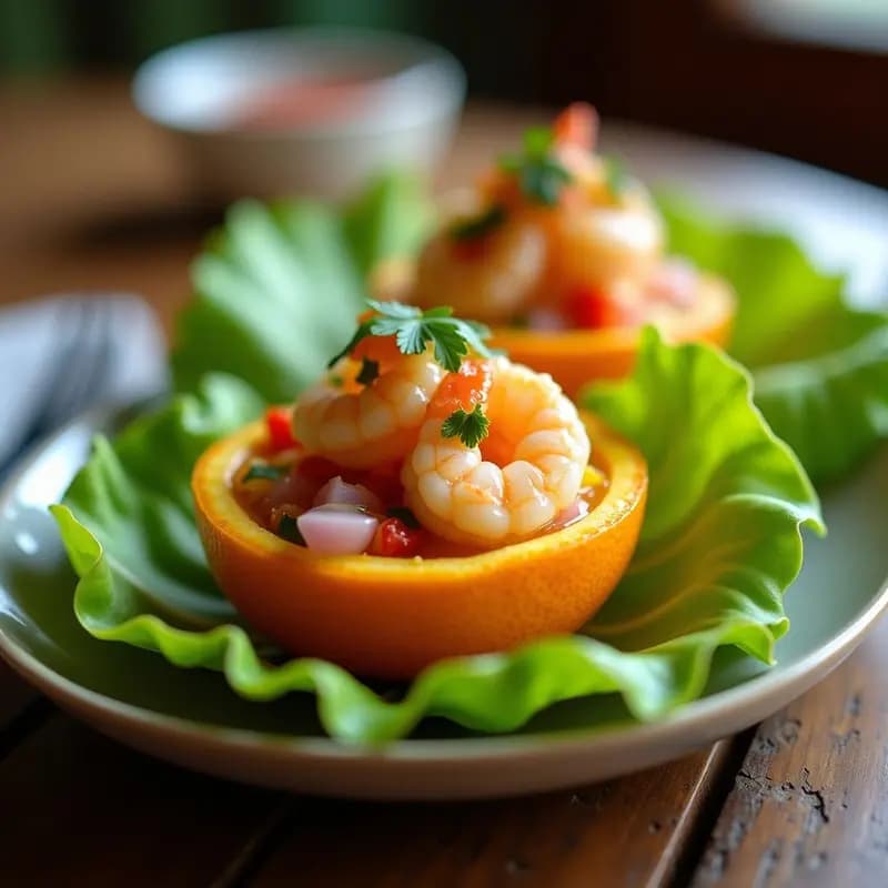 Ceviche de Camarones con Maracuyá y Jengibre: Receta Ecuatoriana Picante y Refrescante