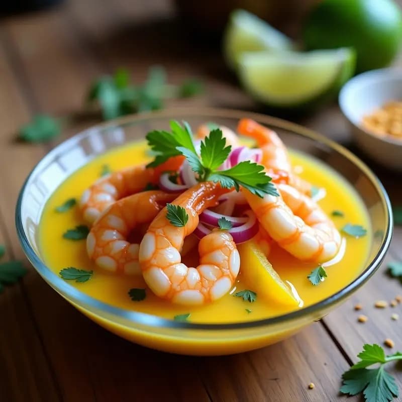 Ceviche de Camarones y Maracuyá con Leche de Tigernut: Receta Peruana Vegana y Sin Lactosa