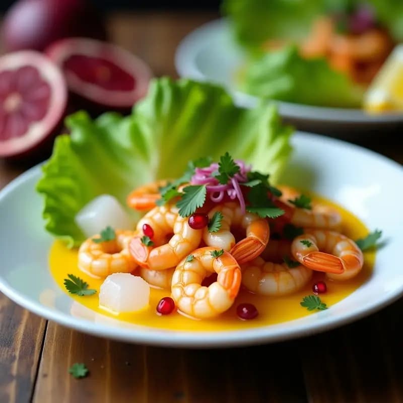 Ceviche de Camarones Peruanos con Leche de Tigre de Maracuyá: Receta Cítrica y Afrodisíaca