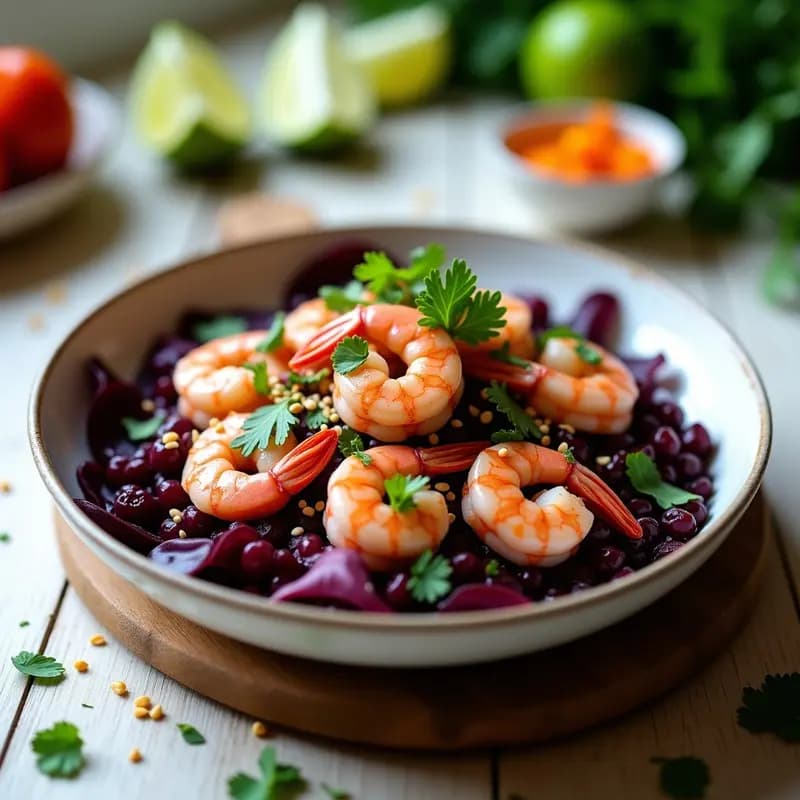 Ceviche de Camarones Peruano con Maíz Morado: Entrante Fresco y Ciudadano