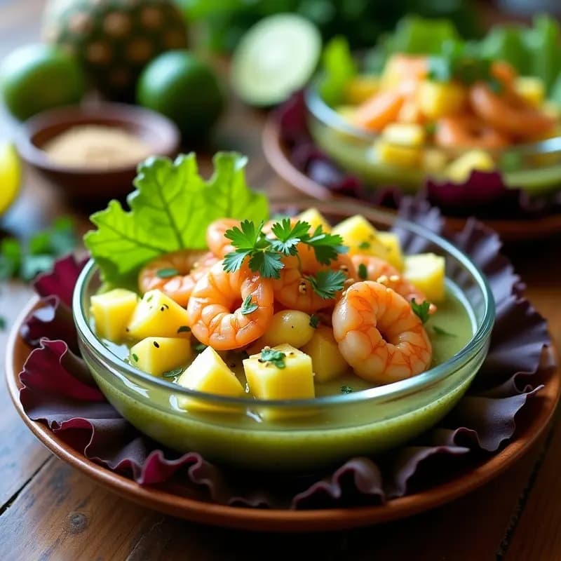 Ceviche de Camarones y Piña: Receta Ecuatoriana con Toque de Cilantro y Jugo de Limón Verde